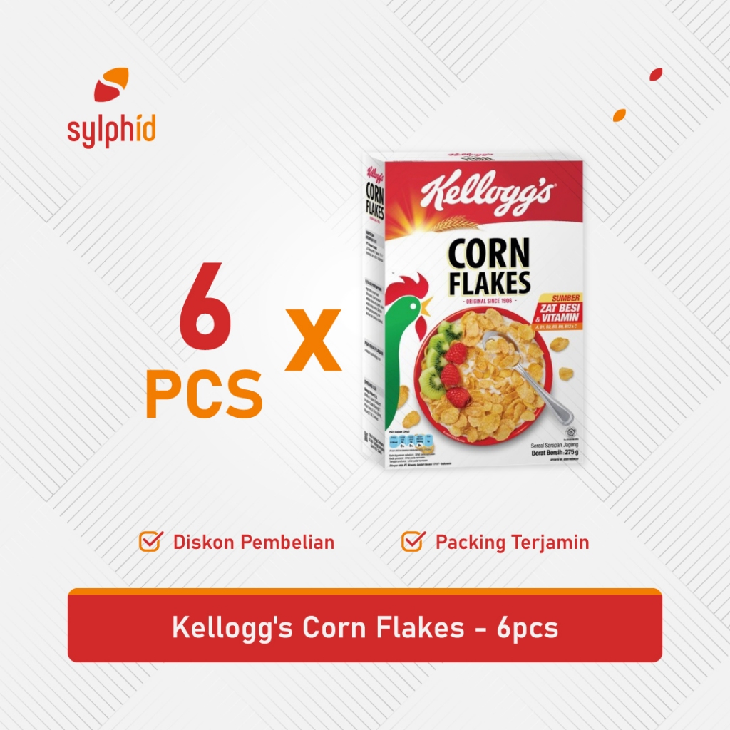 

Kellogg's Corn Flakes 275 gram / Kelloggs Sereal Sarapan Jagung 275 gr (6 pcs)