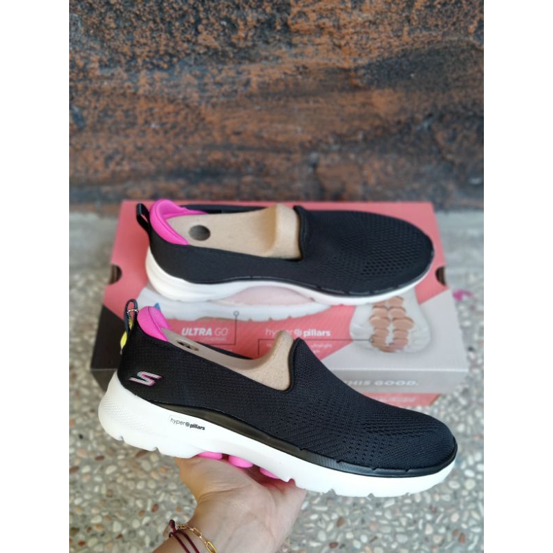 Skechers Go Walk 6 Ocean Splash Black/Hot Pink Size 37 ORIGINAL 100%