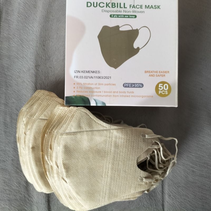 Masker Duckbill Warna Coklat PEMDA/ Coklat POLISI isi 50 pcs.