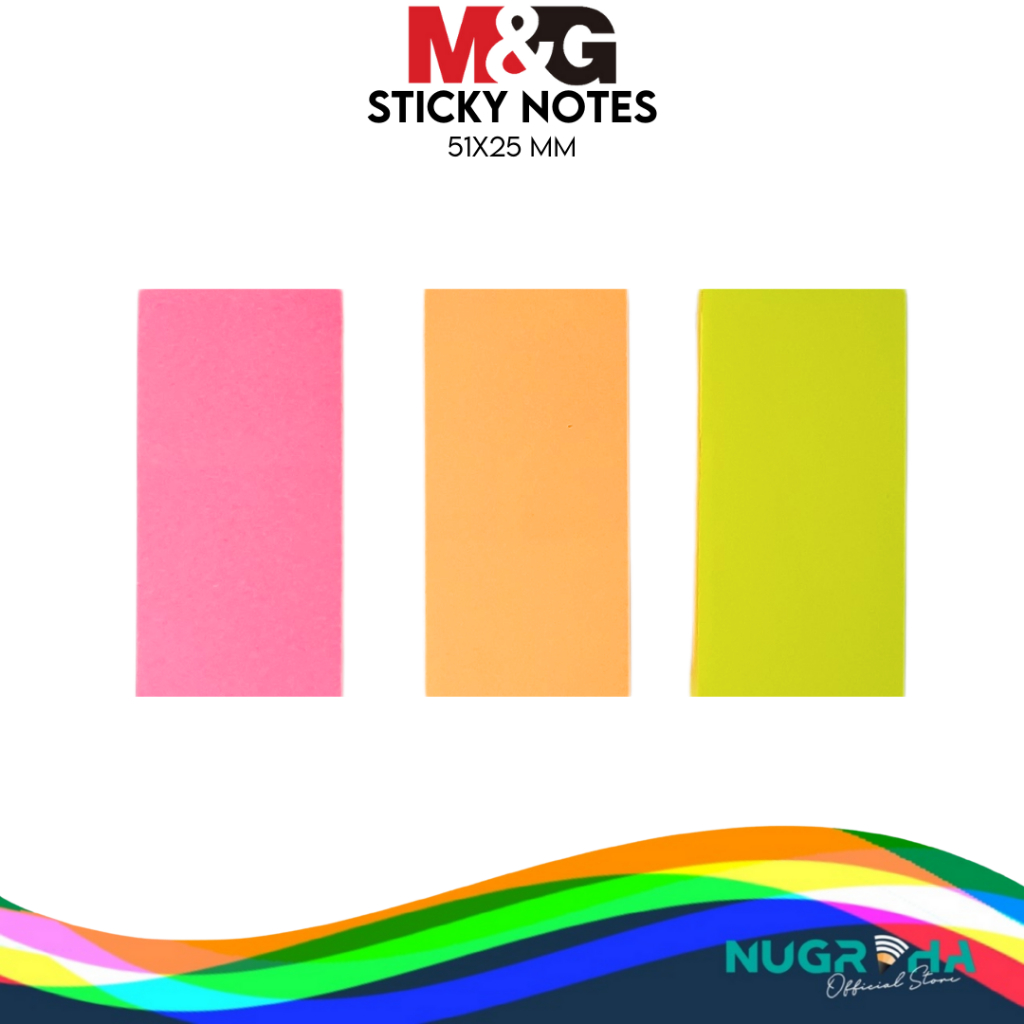 

M&G YS186 Memo Tempel Sticknote Sticky Note 3 Warna 51x25 mm 100 Lembar