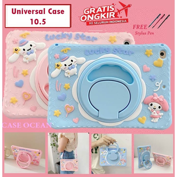 Olike Edu Tab E3 10 SoftCase Soft Case Anak Kids Rotate Tali Cinnamoroll Lucu Standing Casing Cover 