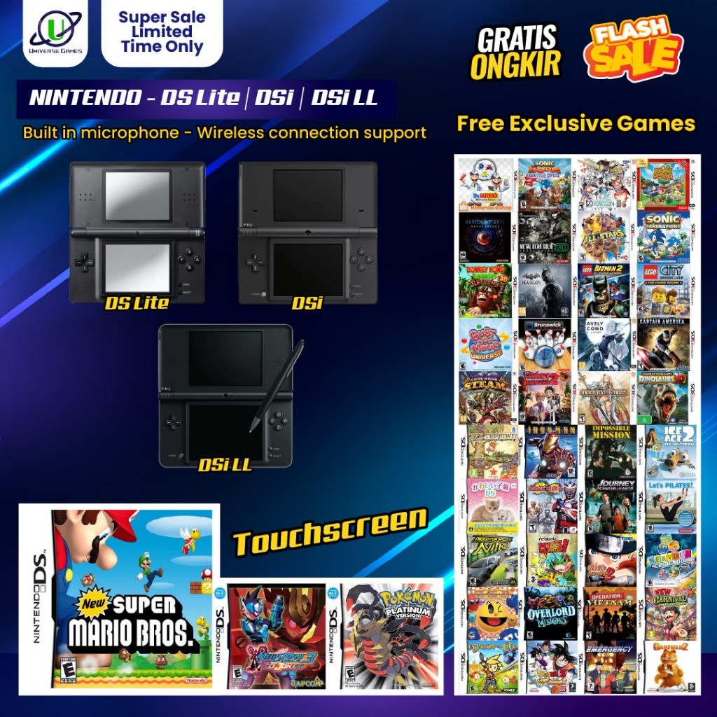 Nintendo Second Mesin Original Type DS Lite / DSi / DSi Ll - Nitendo Garansi 1 Bulan Touchscreen - K