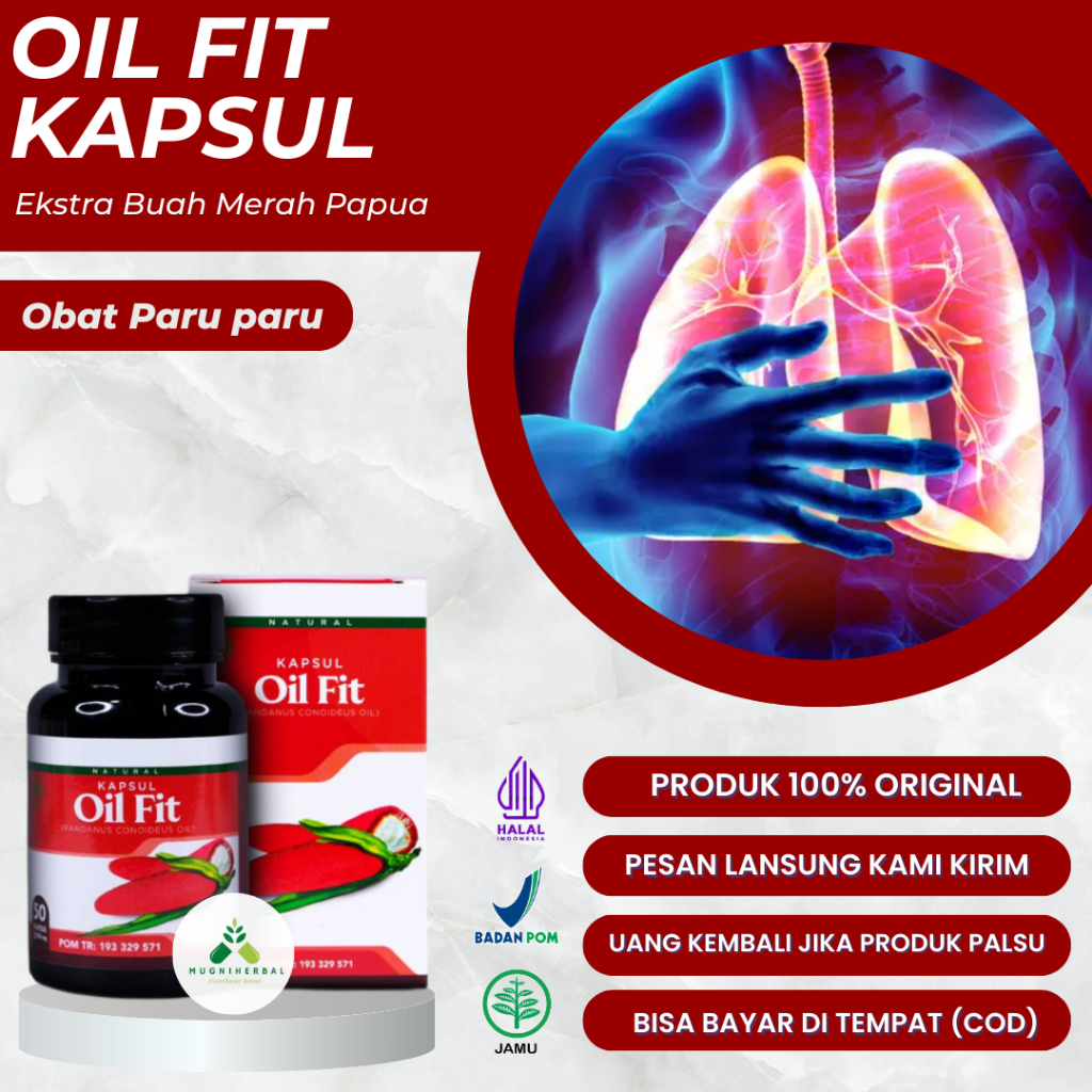 Oil Fit Kapsul - Obat Paru Paru, Pneumonia, Paru Paru Kering, Paru Paru Basah, Sesak Nafas, Bronkiti