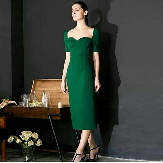 Long dress hijau scuba