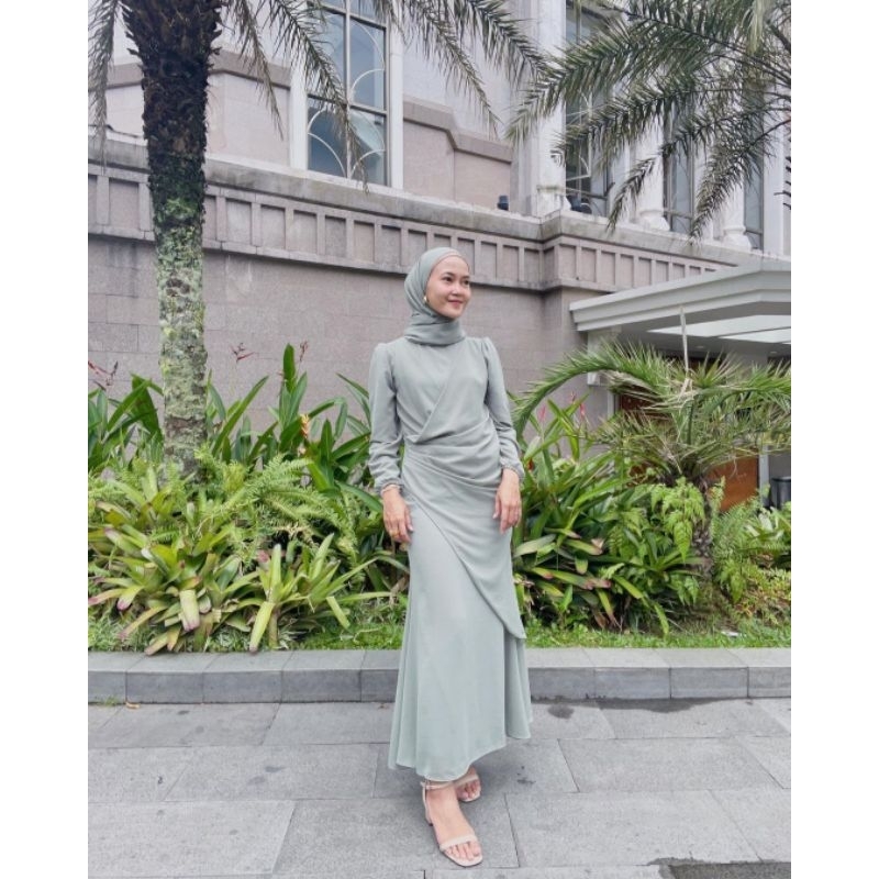 ( BEST SELLER) NEW DRESS BRIDESMAID MALAY ( ALLUNA MAXY) GAMIS PESTA MEWAH DAN ELEGAN / GAMIS MEWAH SIMPLE / DRESS CERUTY BABY DOLL ( READY STOK NO PO) BISA COD