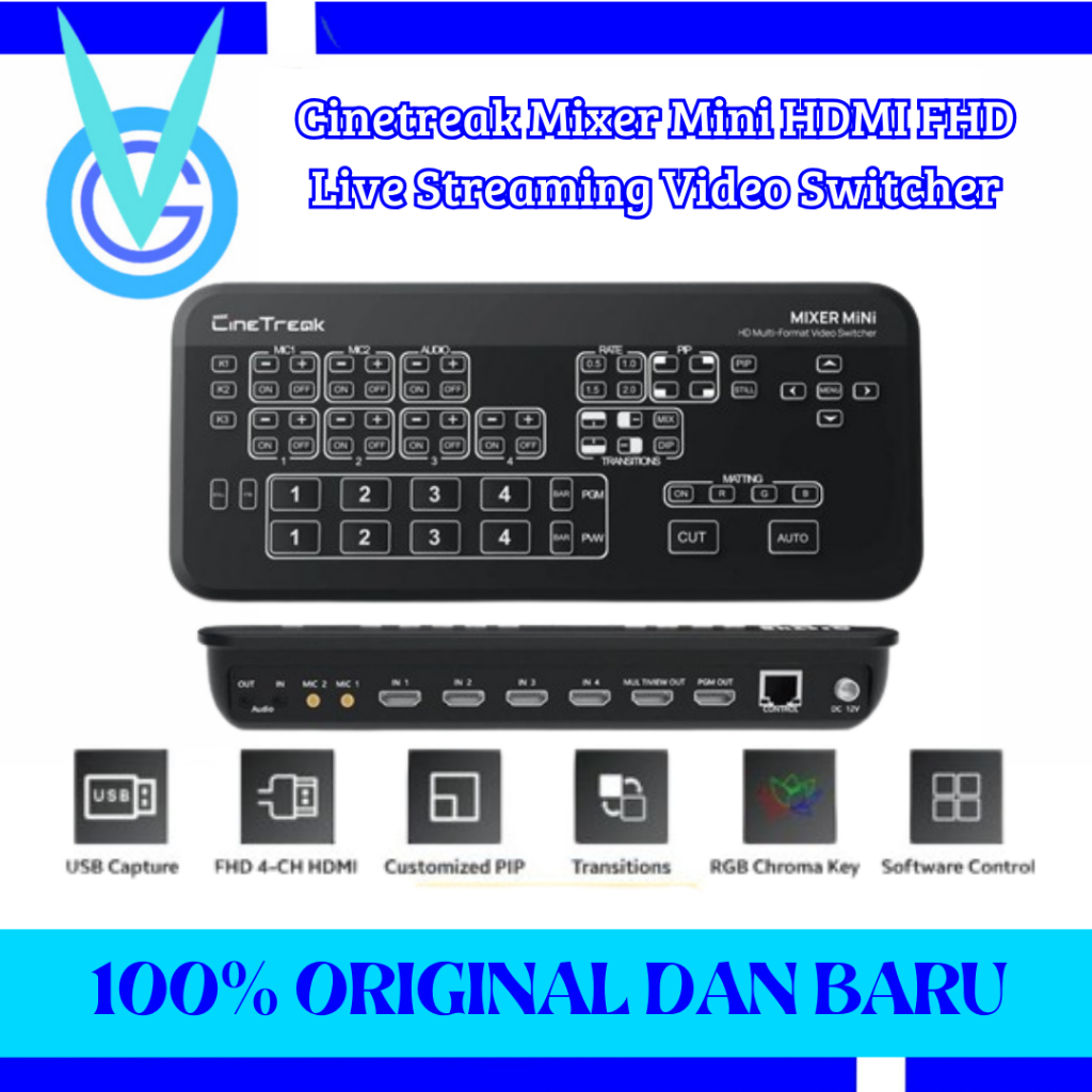 Cinetreak Mixer Mini HDMI FHD Live Streaming Video Switcher