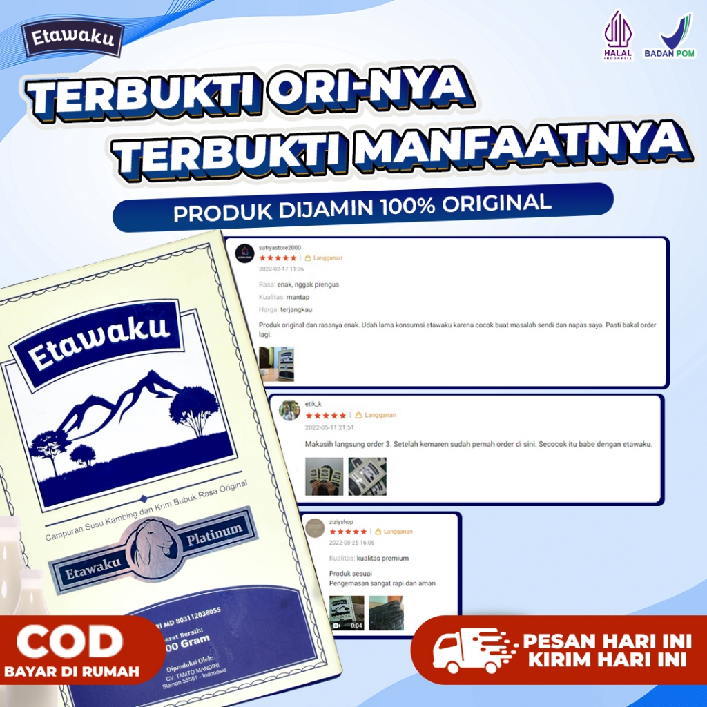 

ETAWAKU PLATINUM Susu Kambing Segar Etawa Provit Bubuk Krimer Nabati Atasi Masalah Pernafasan Asma Bronkitis Sesek Napas Sesak Nafas Tingkatkan Imunitas Daya Tahan Tubuh Isi 200gr