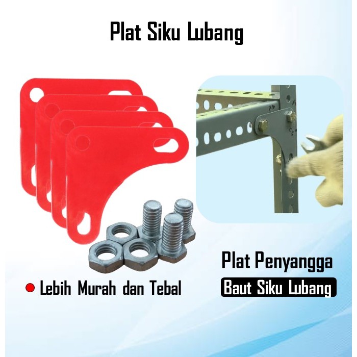 Plat Siku / Plat Siku Penyangga / Mur Baut Siku Lubang Rak Besi / Siku Segitiga Untuk Besi Rak Luban