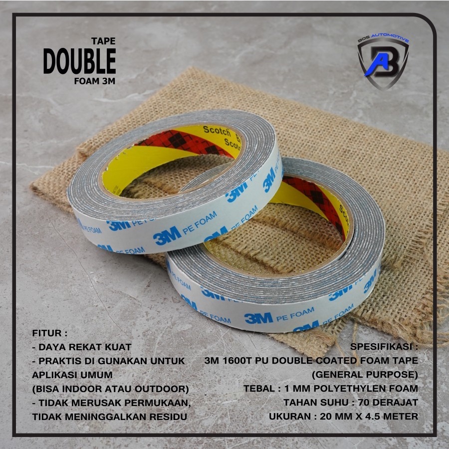 

DOUBLE TAPE 3M PE FOAM SOLASI BB BUSA 20MM X 4.5M HIGH QUALITY MURAH