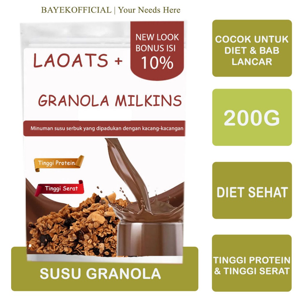 granola diet Minuman diet pelangsing badan susu diet penurun berat badan susu rendah lemak oatmilk L