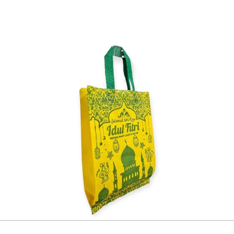 (LUSINAN 12pcs) Goodie bag LEBARAN 38x45x8 edisi 2024 sablon 2 sisi/tas lebaran