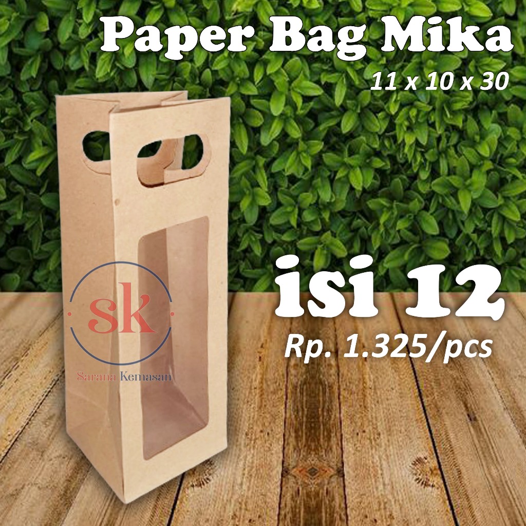 

Paper Bag Mika Botol Window Souvernir Uk 11x10x30 (isi 12)