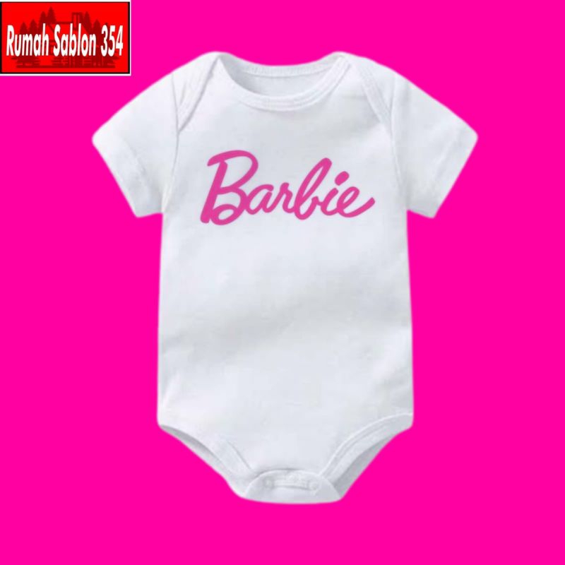 BAJU BAYI JUMPER BARBIE / BABY JUMPER LOGO PINK BARBIE (SNI) / kaos bayi barbie / kaos Barbie / baju