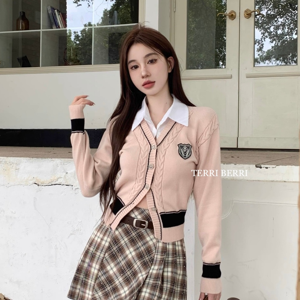 Boram Blouse [ Banyak Varian ] Atasan Kerah Seragam Korea Jepang Uniform | Set Sweater Kemeja | Blou