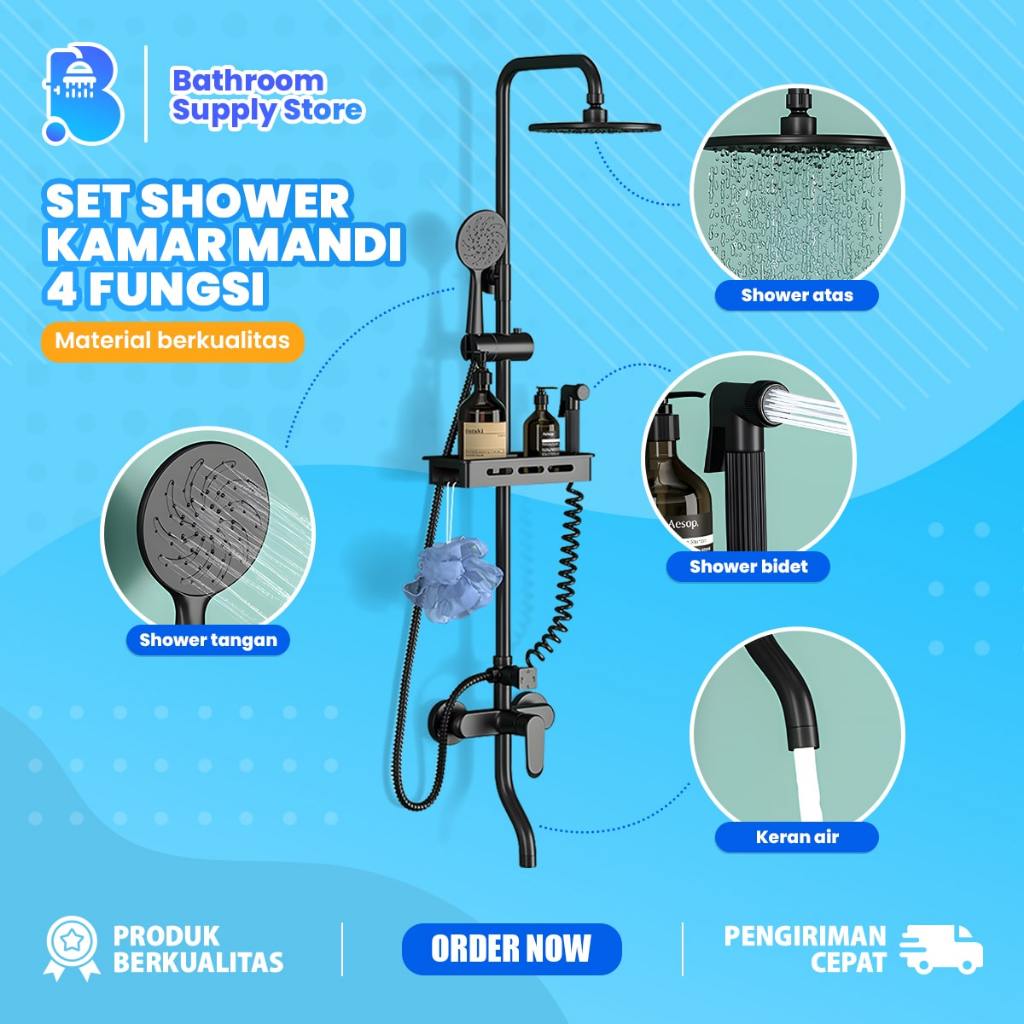 Set Shower /Shower Set Kamar Mandi 1 Set + Kran Cabang Shower Atas/ Shower Tangan /Kran Air/Shower B