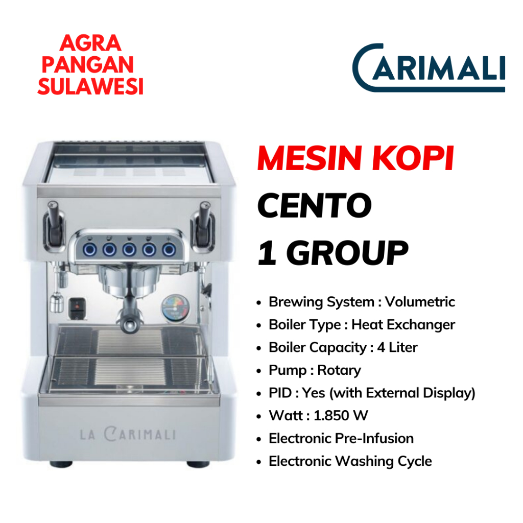 Espresso Coffee Machine La Carimali Mesin Kopi Cento E1 1 Single Group Volumetric