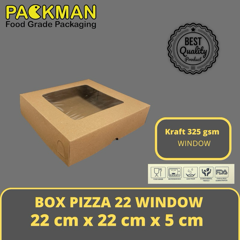 

BOX PIZZA 22x22x5 WINDOW / DUS KRAFT - JENDELA / WINDOW