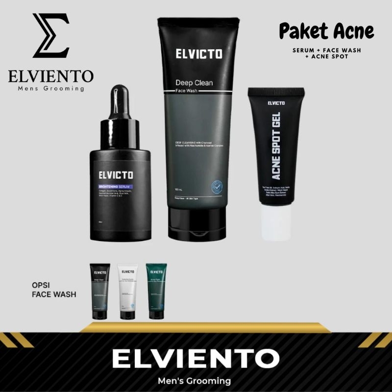 Elvicto Paket Acne | Serum + Face Wash + Acne Spot Gel