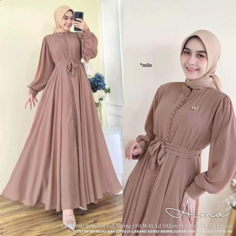 DRESS GAMIS BUSUI FRIENDLY CERUTI BABYDOLL/AINI SERIES BAJU LEBARAN FULL FURING LENGAN TANGAN PANJAN
