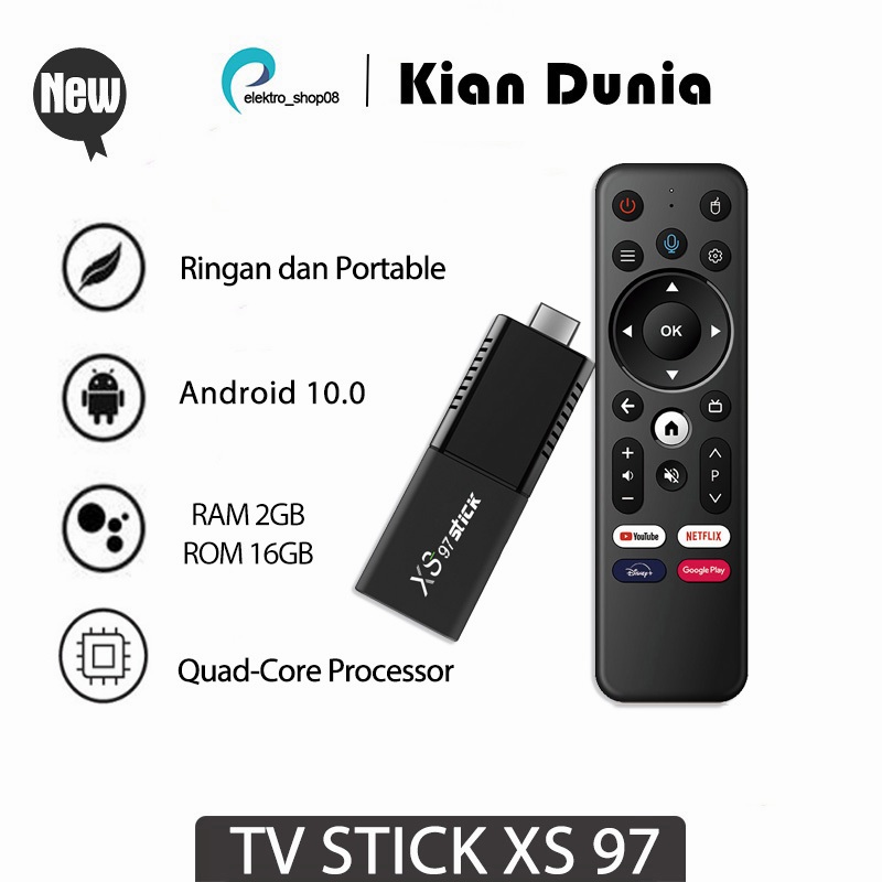 4K HDR IPTV Android TV Stick XS97 Android Smart TV Global Version WIFI TV Stick TV BOX 2gb Ram 16gb 