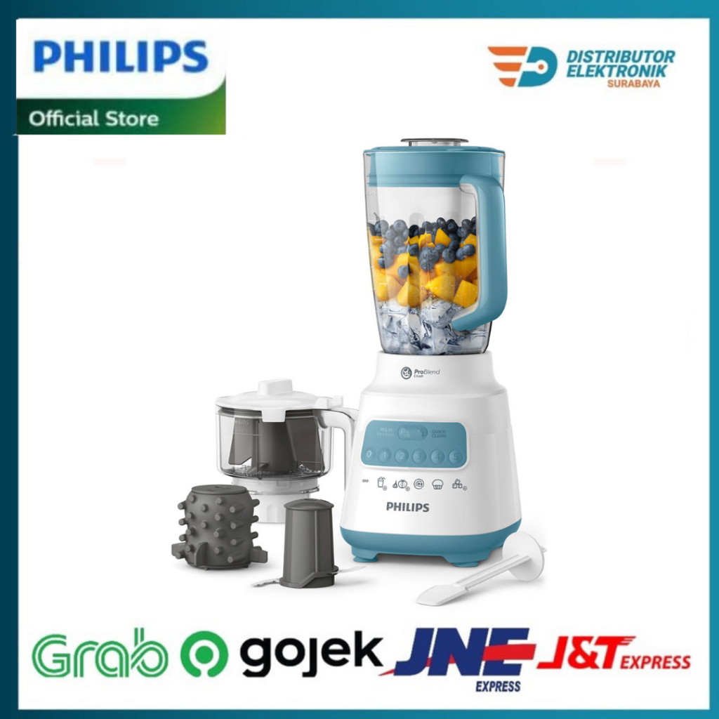 PHILIPS Blender HR2223/70 [4 in 1] PLASTIK - 2 LITER Motor Thermo Protector Sensor, ProBlend 4 Pisau
