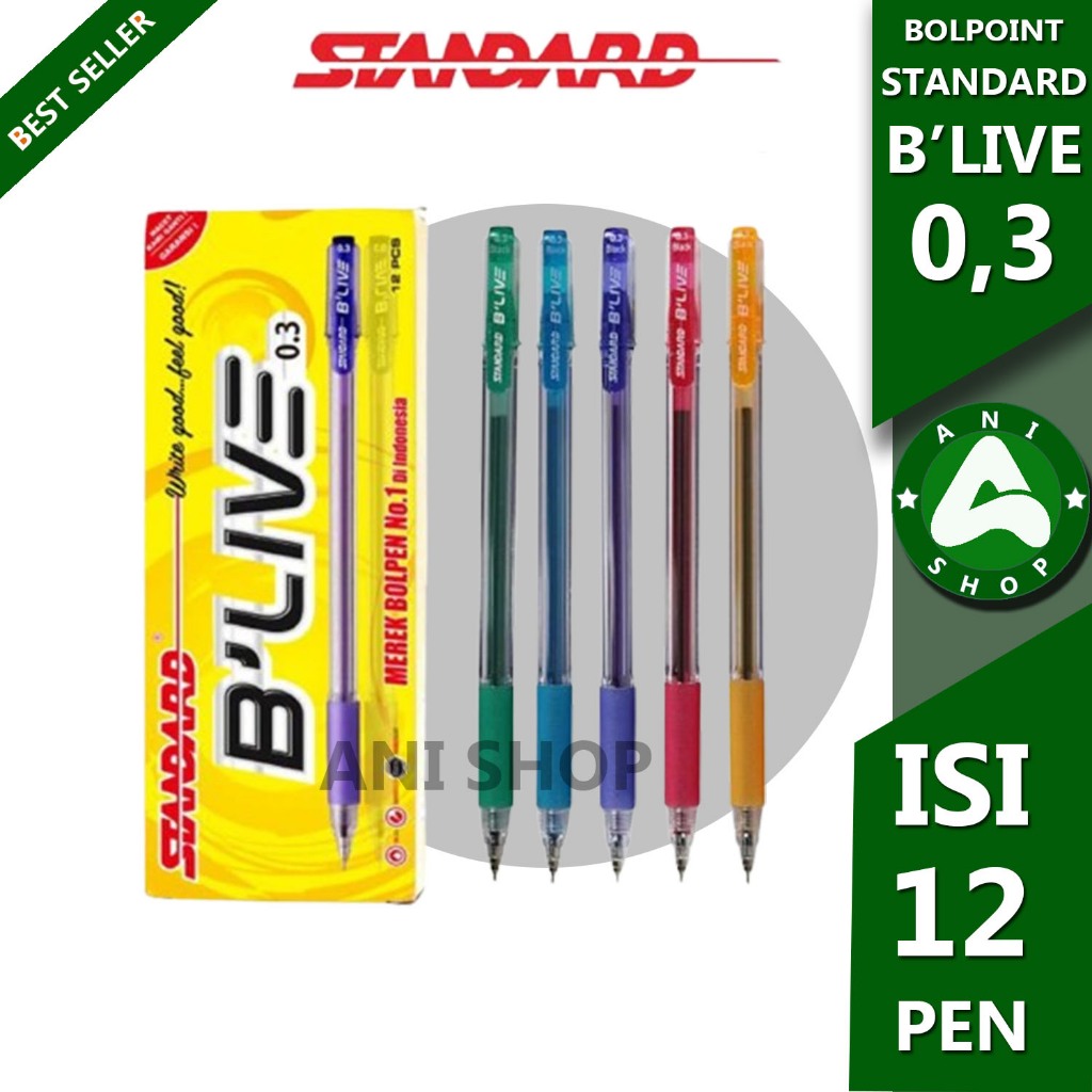 

PULPEN STANDARD B'LIVE 0.3 1 PACK 12 PCS TINTA HITAM ANI STORE