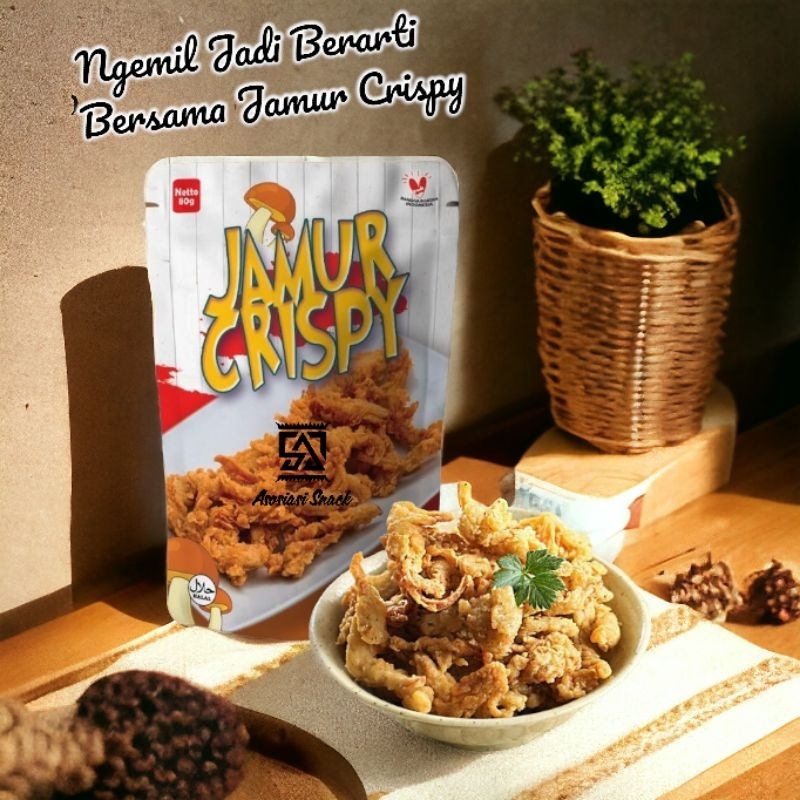 

JAMUR CRISPY KRISPY JAMUR KRIUK RENYAK cemilan sehat tinggi protein 100.gram