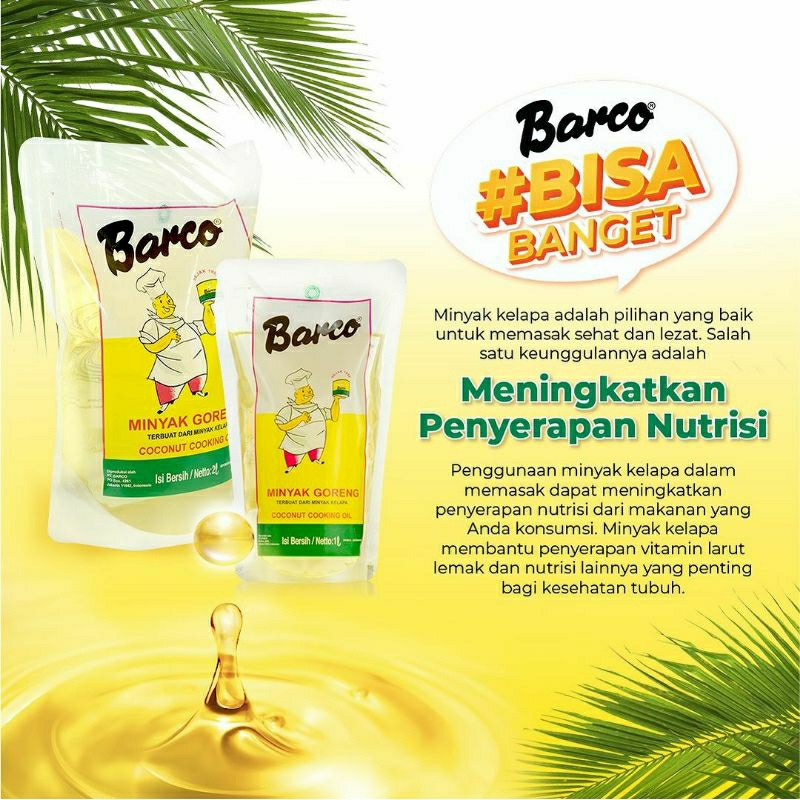 

2 liter kemasan pouch minyak kelapa barco
