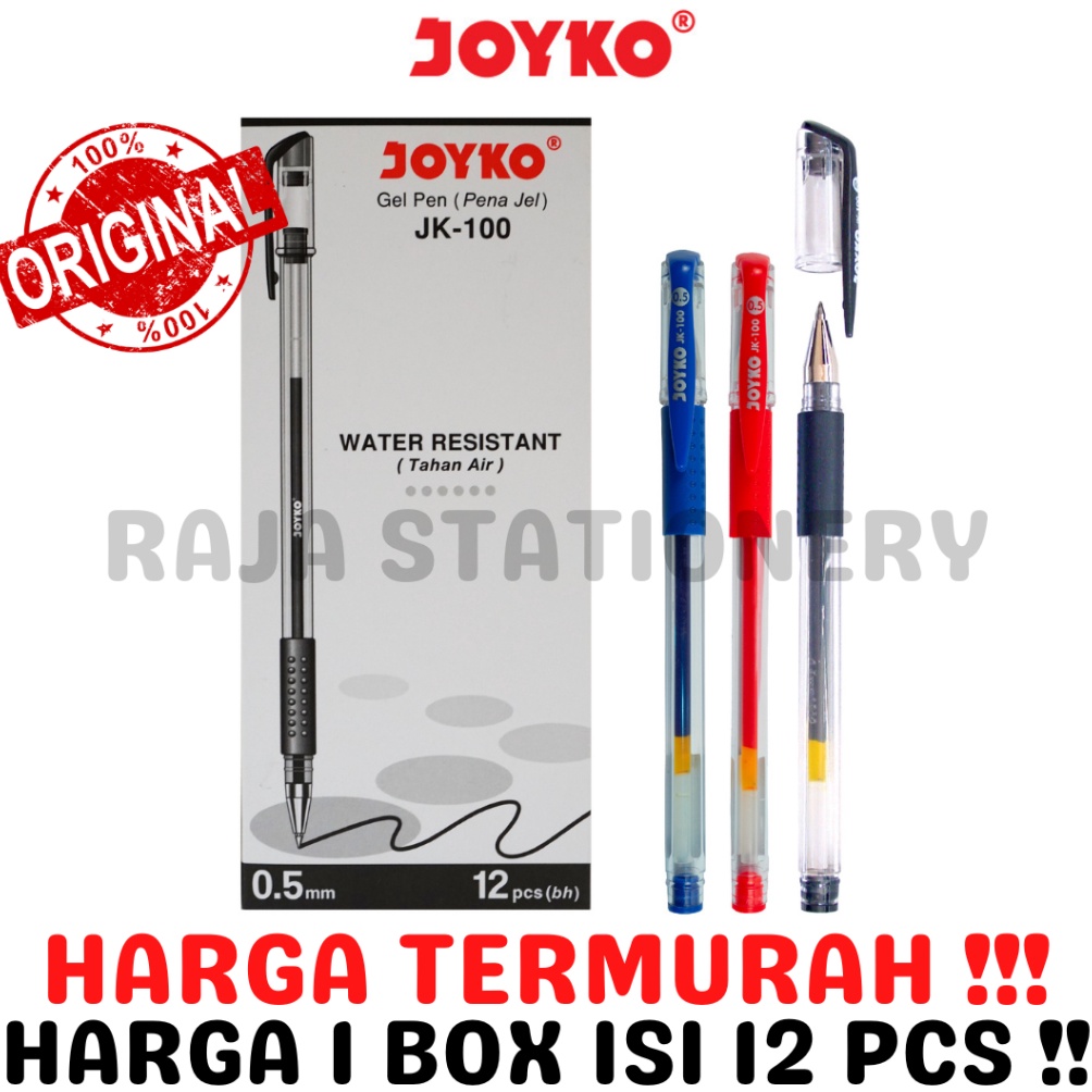 

Terkini JOYKO GEL PEN JK-100 PEN BLACK BLUE RED PULPEN PENA JOYKO HITAM BIRU MERAH LUSIN [12PCS] EG8