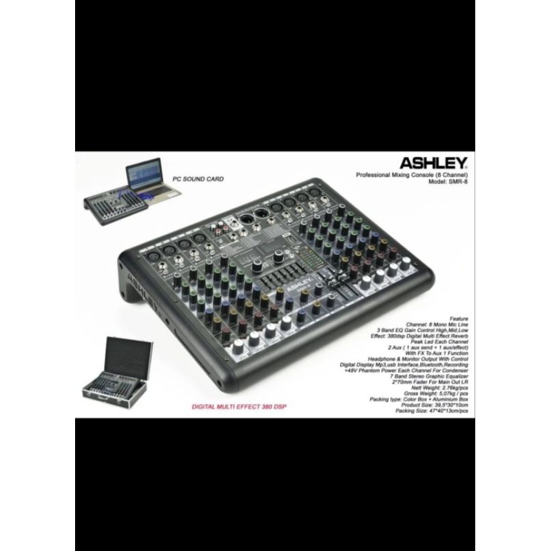 Mixer Ashley 8 channel SMR-8 Original Free Koper/Hardcase mixer