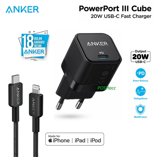 Anker Wall Charger PowerPort III PD 20W Cube Fast Charging iPhone 12Pro Max 13 11 XS iPad Pro Samsun