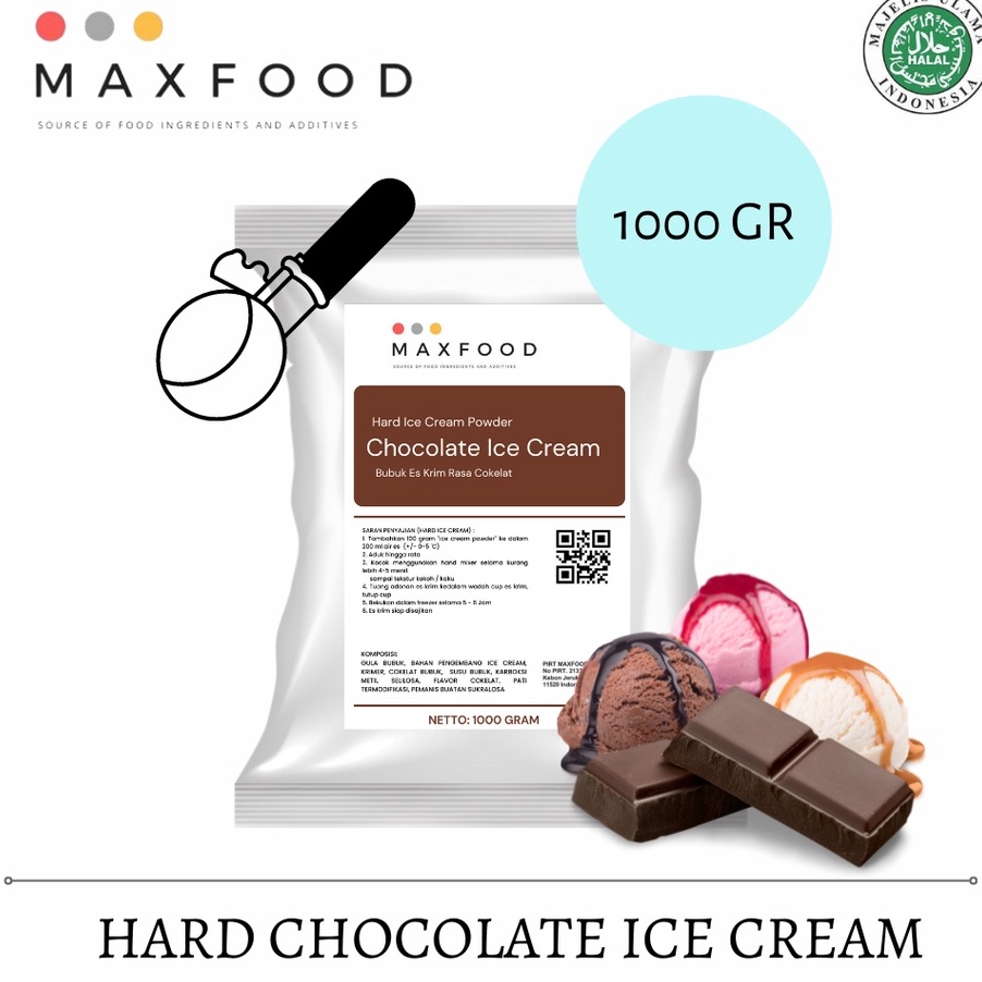 

RZJS5177 COD MAXFOOD - Hard Chocolate Ice Cream Powder / Bubuk Es Krim Rasa Cokelat 1 Kg