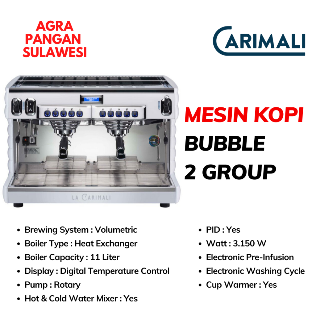 Espresso Coffee Machine La Carimali Mesin Kopi Bubble Double Group Volumetric