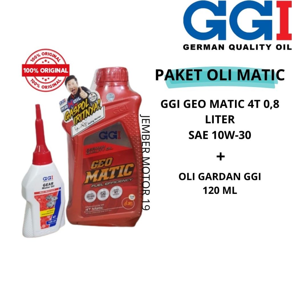 PAKET OLI MATIC GGI GEO MATIC 800 ML (10W-30) + OLI GARDAN/ OLI GEAR GGI MATIC 120 ML