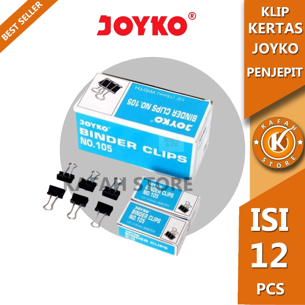 

JOYKO BINDER CLIP 15 mm KLIP KERTAS NO 105 1 BOX/GROS ISI 12 KOTAK KECIL