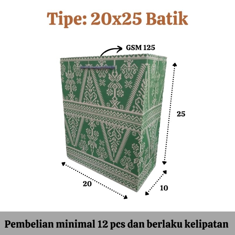 

Paper bag 20x25 Batik, tas kertas souvenir, tas kertas murah, P20 L10 T25