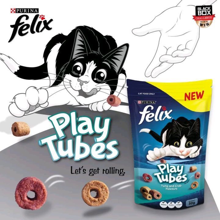Snack Kucing Felix Play Tubes 50gr Rasa Tuna And Crabs