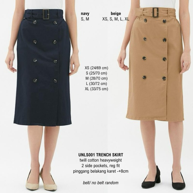 Rok Selutut Span / Trench Skirt branded UNIQLO Original
