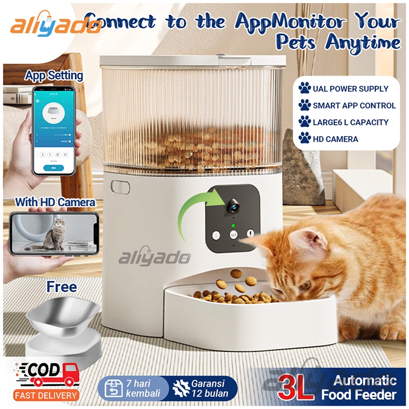 Automatic Pet Feeder Whit Camera WiFi 2.4G APP Remote Control Dispenser Makanan Otomatis Anjing Kuci