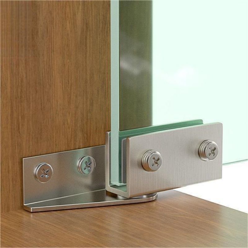 1Set Engsel Pivot Jepit Pintu Kaca 8Mm Engsel Pintu Lemari Kaca Stainless Magnet Push Pivot Hinge