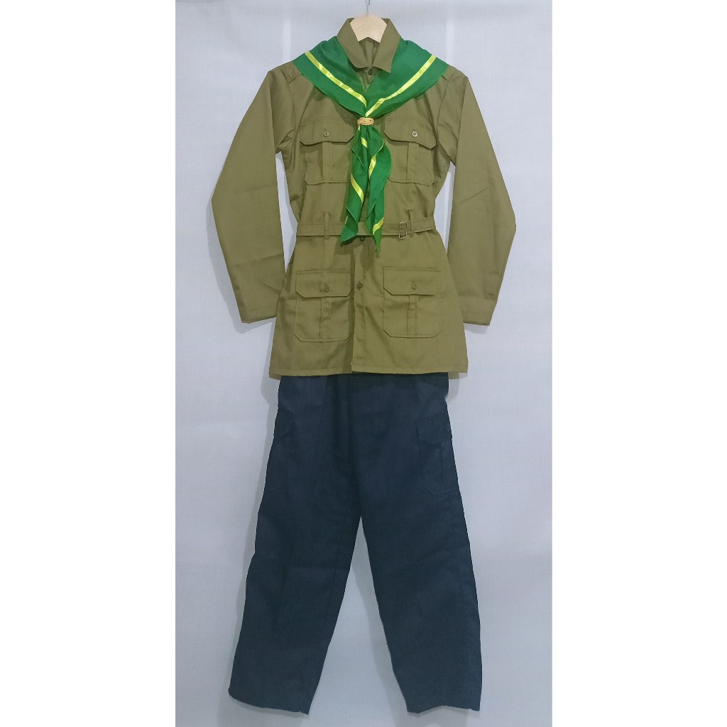 Setelan Seragam HW Muhammadiyah Putri SD Polos Baju Celana Hasduk Pita Kuning Seragam HW SD Anak Per