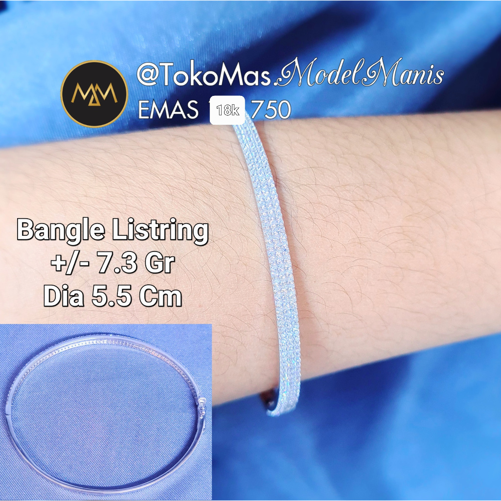 Gelang Listring 3 Layer Emas Putih 750 kadar 18k