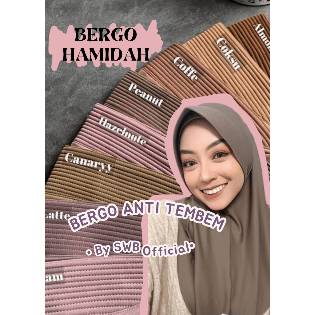 Ukuran S BERGO HAMIDAH/  BERGO ANTI TEMBEM/ SPORT OLAHRAGA / KERUDUNG SEKOLAH ANAK / JILBAB INSTAN