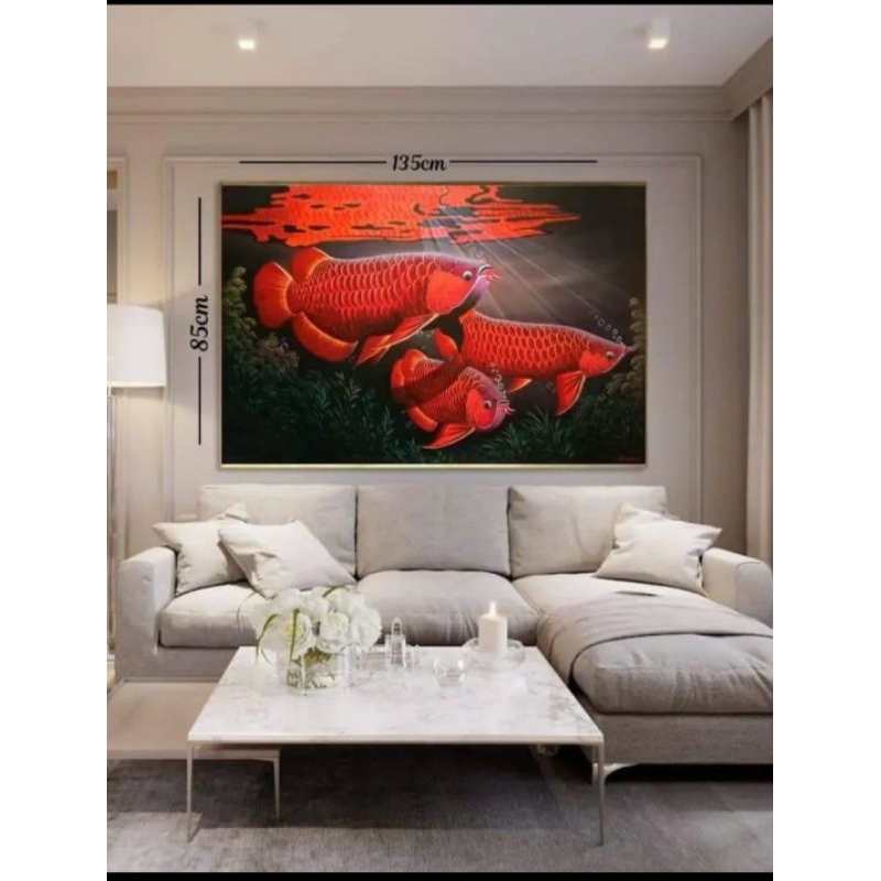 Lukisan ikan arwana super red/hiasandinding