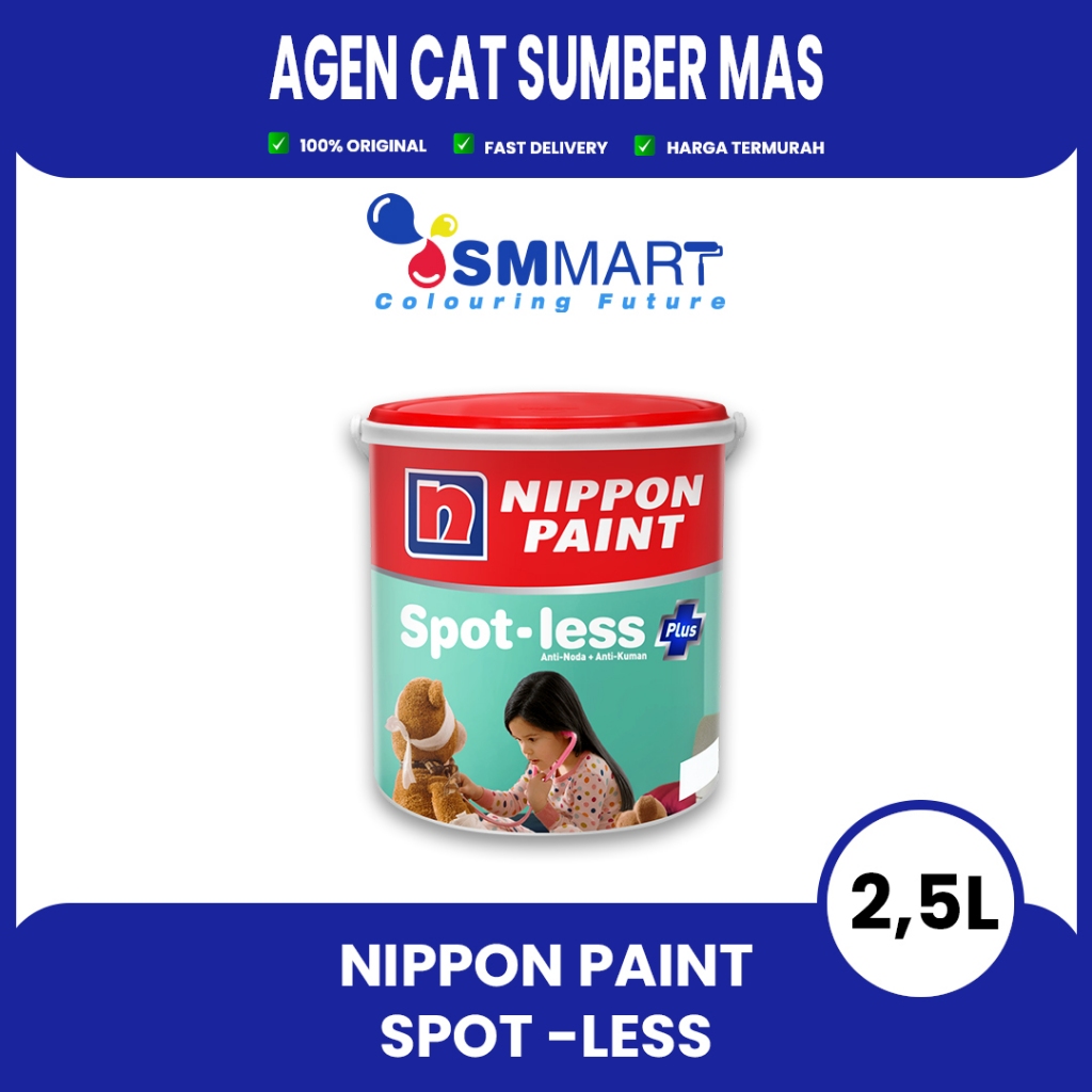 CAT TEMBOK INTERIOR NIPPON PAINT SPOTLESS PLUS CAT ANTI NODA TINTING (BISA REQUEST) 2,5 LITER