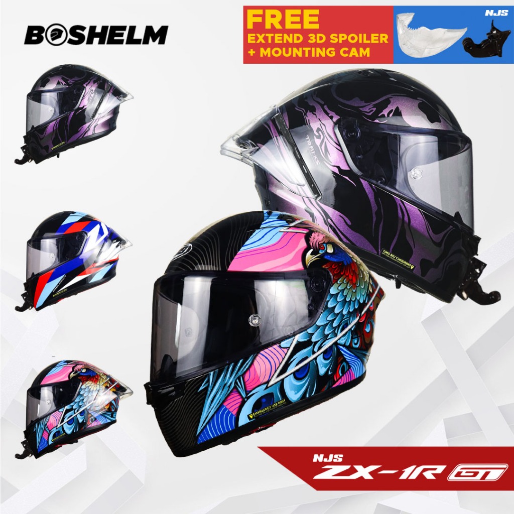 BOSHELM Helm NJS ZX-1R GT MOTIF Helm Full Face SNI