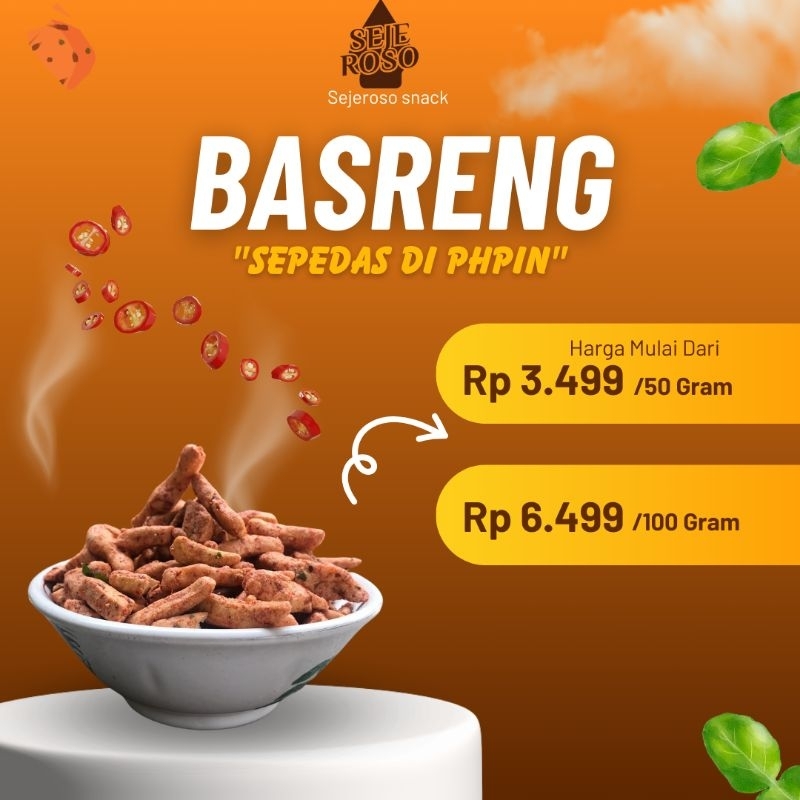 

KRIPIK BASRENG [50 dan 100g] pedas daun jeruk sepedas di php-in