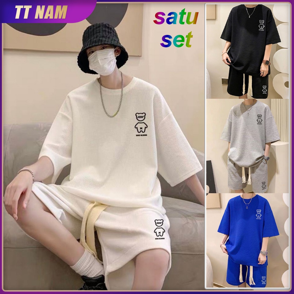 Discount Today Kaos pria cantik Baju satu set pria setelan satu set pria baju Kaos oversize pria Baj
