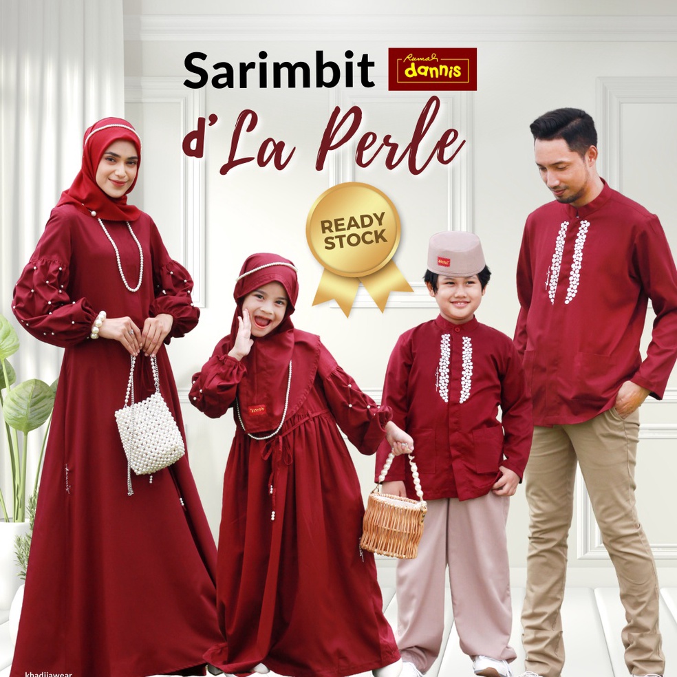 Kode QDQ133 Dannis Sarimbit La Perle Katun Couple Keluarga lebaran ready stock komplit koko gamis le