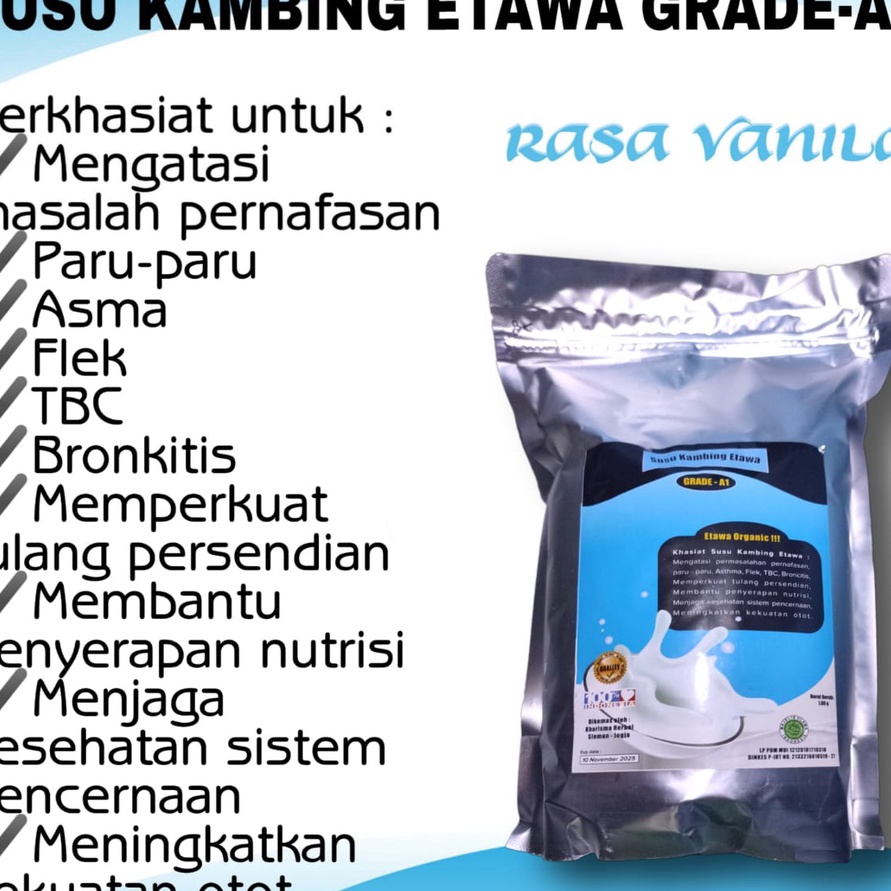 

MODEL SJA395 SUSU KAMBING ETAWA GRADE A1 1000GR/1KG ORIGINAL